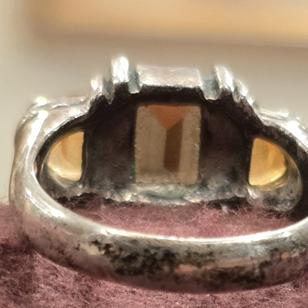 Vtg Smokey Quartz And Citrine Sterling Silver Danecraft Ring Sz 6.75 - Picture 5 of 9